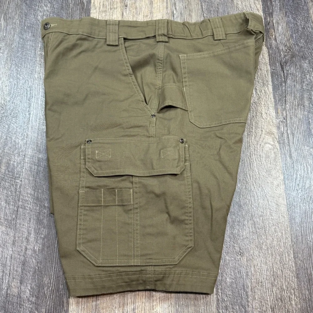 Duluth Trading Co Cargo Shorts Mens 38 Olive Green CoolMax Flex Firehose Relaxed